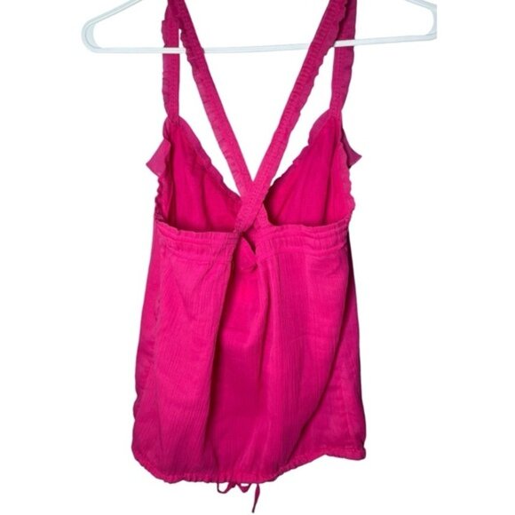 Abercrombie Fitch Medium Pink Tank Top Beach Tie Up Shirt Crop Vacation AF Light - Picture 8 of 10
